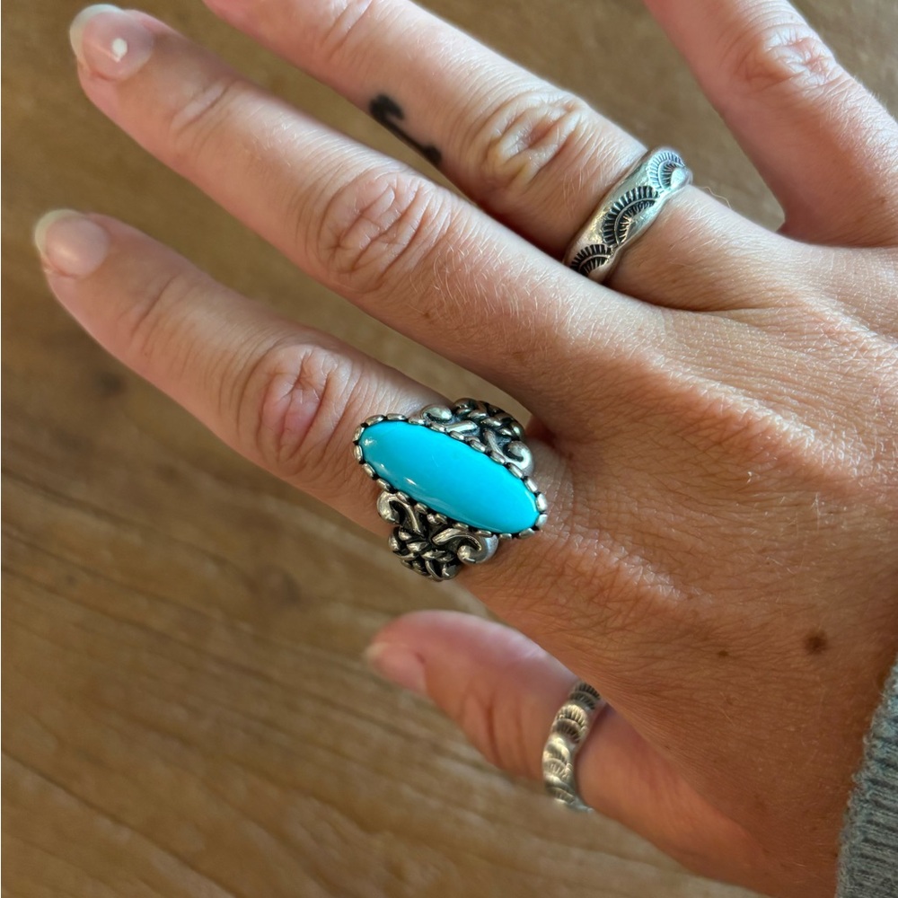 Carolyn Pollack Sterling Silver Turquoise Ring Southwestern Jewelry